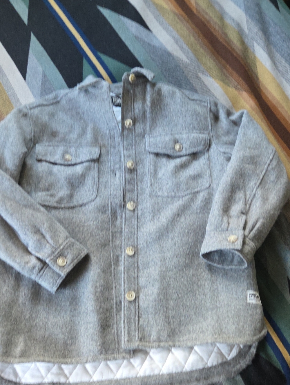 Eddie Bauer Gray Button-Front Shirt Jacket